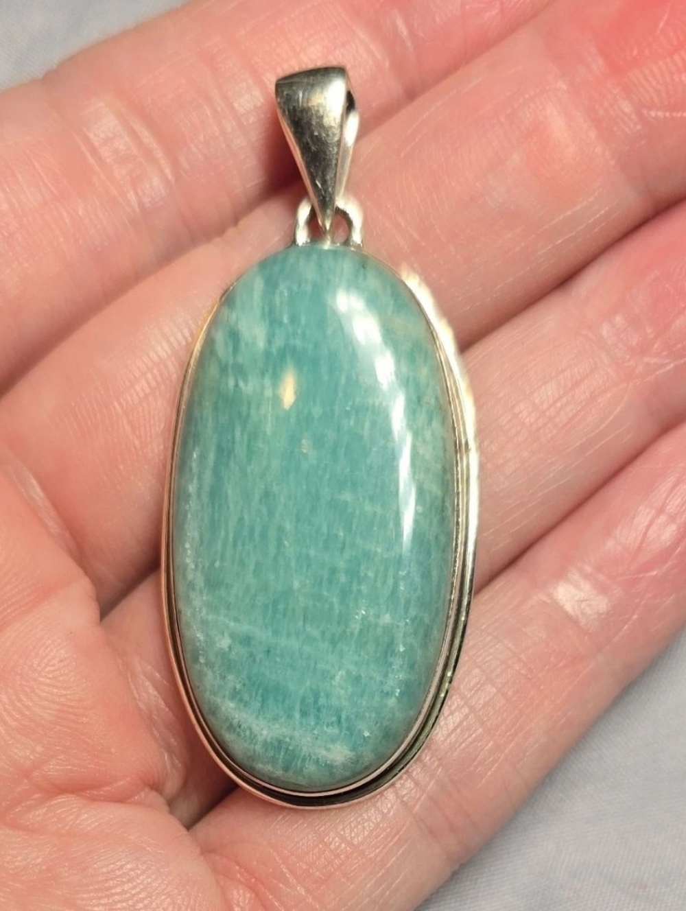 Amazonite Pendant In Sterling Silver, Southwestern